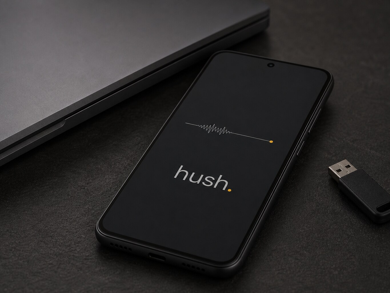 Rendering of a hardware bench with encrypted devices. Not a photograph; product photography is pending.